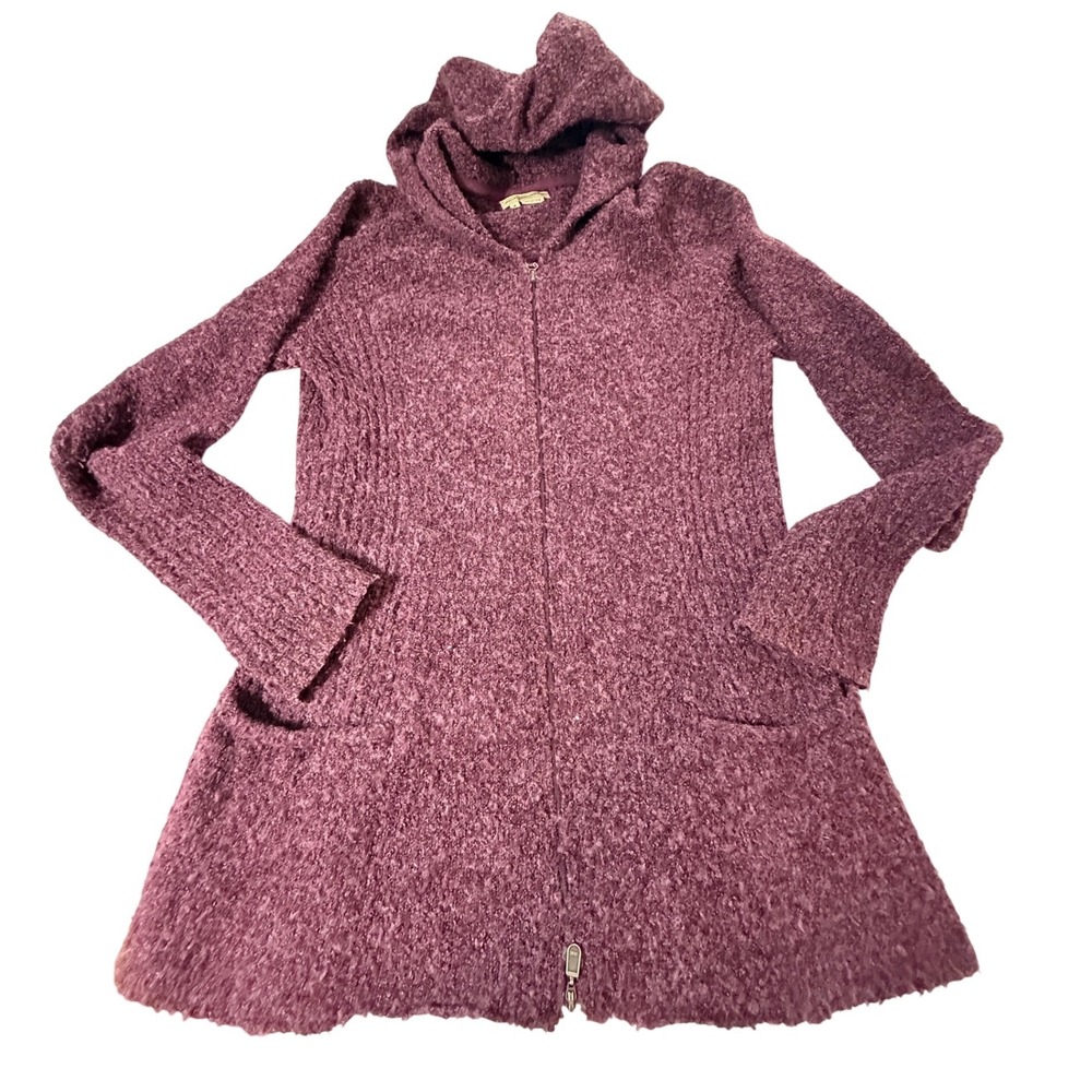 Royal Robbins Womens Purple Boucle Full Zip Hooded Sweater Small ROYCL-S68